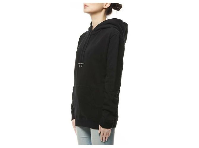 Saint Laurent Moletom com capuz com logo impresso Preto - vista 5