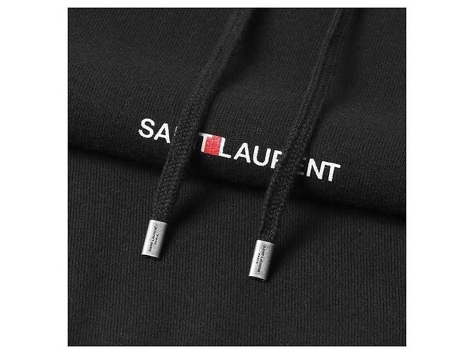 Saint Laurent Moletom com capuz com logo impresso Preto - vista 9