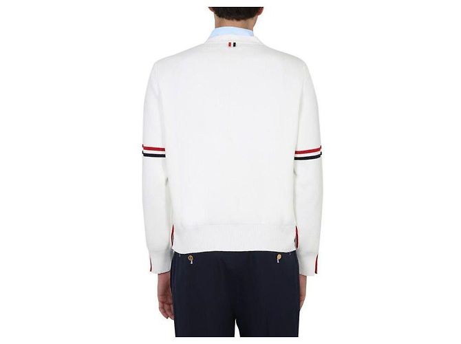 Thom Browne V-Ausschnitt-Cardigan aus Baumwolle Milano Weiß - Ansicht 6