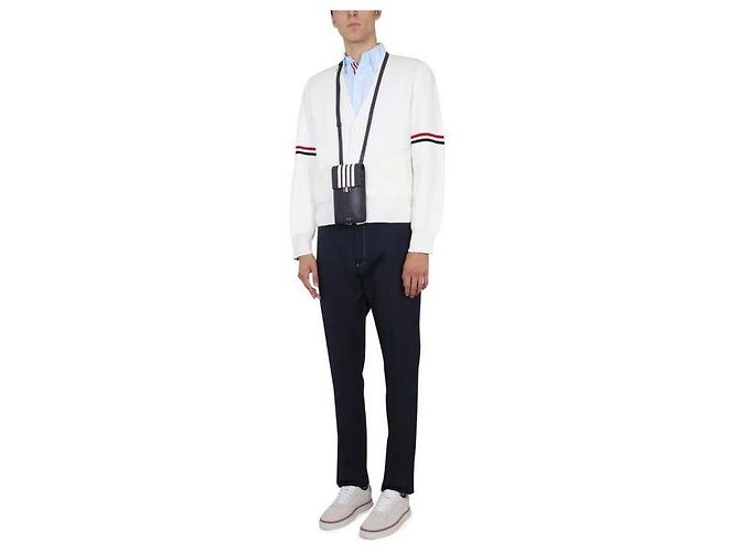 Thom Browne V-Ausschnitt-Cardigan aus Baumwolle Milano Weiß - Ansicht 8