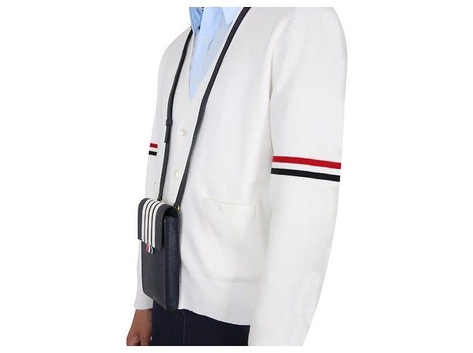 Thom Browne V-Ausschnitt-Cardigan aus Baumwolle Milano Weiß - Ansicht 9