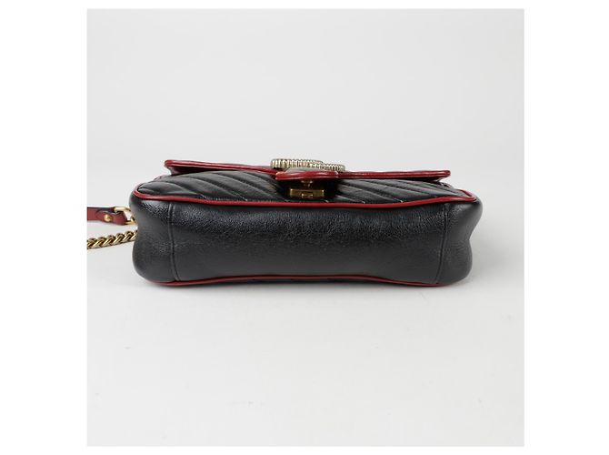 Gucci Borsa a Spalla Incrociata GG Marmont Piccola Nero - vista 6