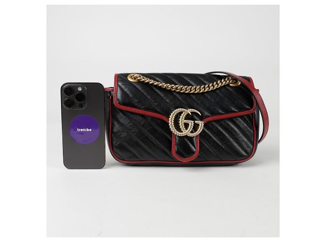 Gucci Borsa a Spalla Incrociata GG Marmont Piccola Nero - vista 7