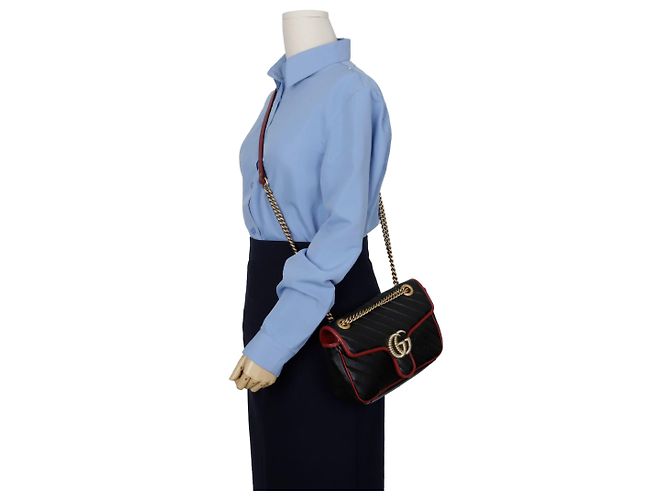Gucci Borsa a Spalla Incrociata GG Marmont Piccola Nero - vista 9