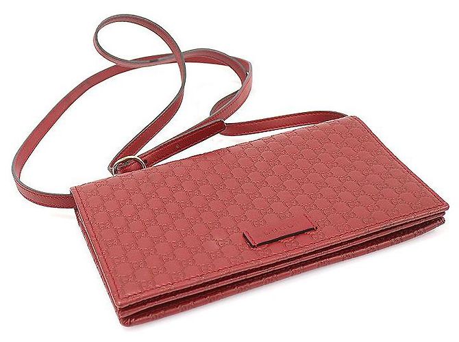 Borsa a tracolla in pelle Microguccissima con logo GG rosso - vista 4