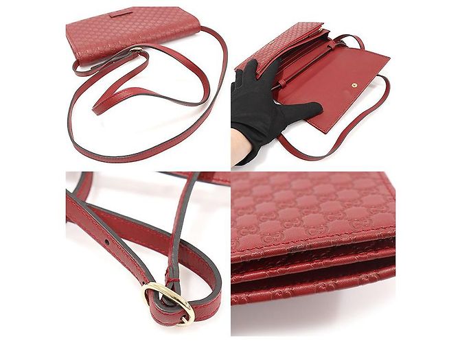 Borsa a tracolla in pelle Microguccissima con logo GG rosso - vista 5