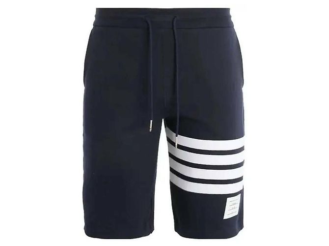 Thom Browne Pantalones cortos de sudadera Loopback a rayas Azul - vista 4
