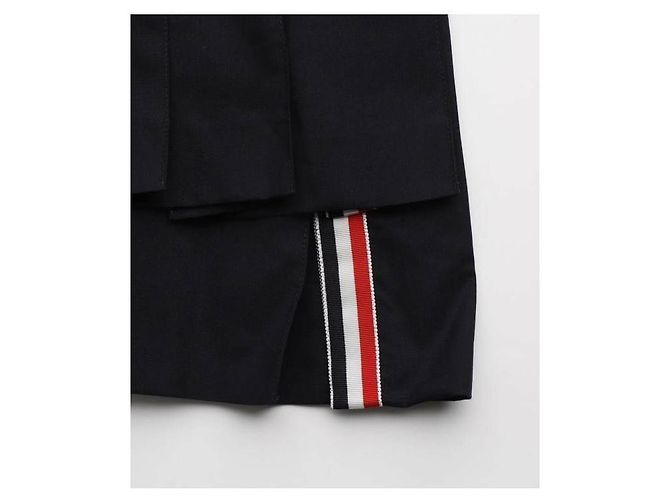 Thom Browne Saia plissada de lã com tecelagem simples e aba Azul - vista 10