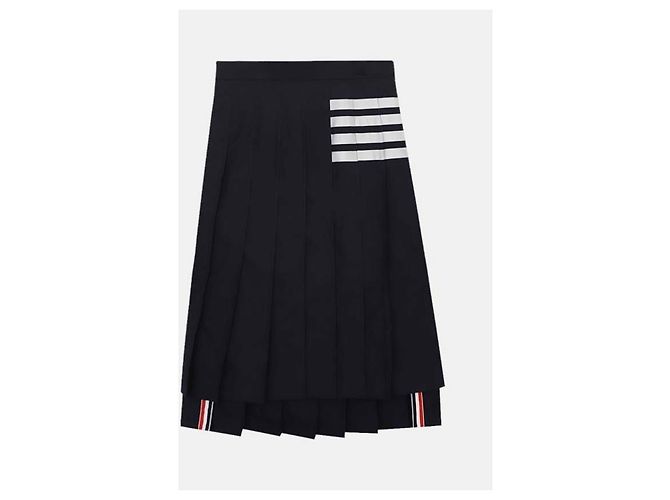 Thom Browne Saia plissada de lã com tecelagem simples e aba Azul - vista 4