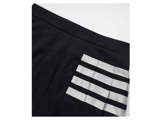 Thom Browne Saia plissada de lã com tecelagem simples e aba Azul - vista 6