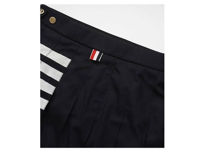 Thom Browne Saia plissada de lã com tecelagem simples e aba Azul - vista 8