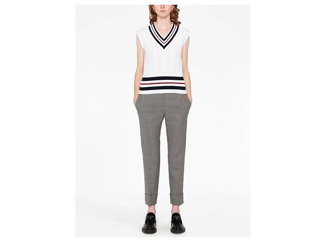 Thom Browne Cashmere RWB Kabelkragen-Weste Weiß - Ansicht 5