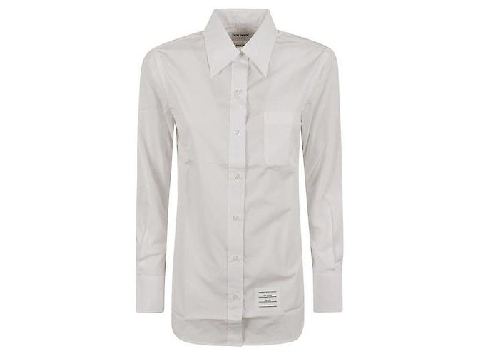 Thom Browne Camicia in popeline di cotone classica con rifinitura RWB Bianco - vista 4