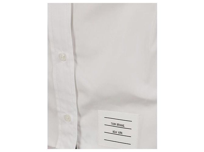 Thom Browne Camicia in popeline di cotone classica con rifinitura RWB Bianco - vista 5