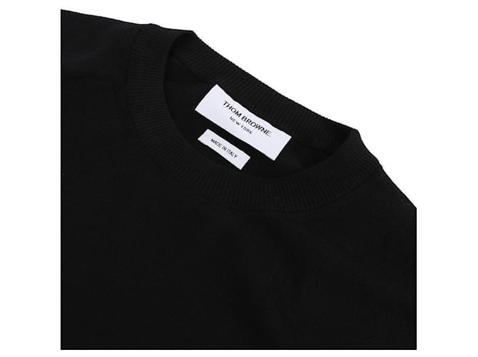 Thom Browne Gestreifter Rundhals-Pullover aus Wolle Schwarz - Ansicht 6