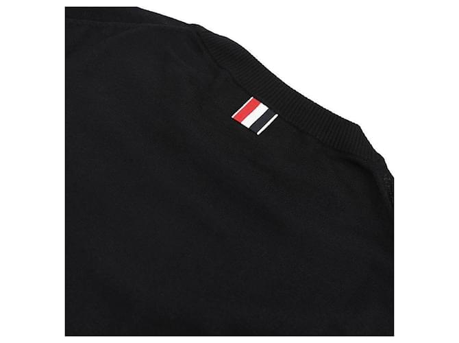Thom Browne Gestreifter Rundhals-Pullover aus Wolle Schwarz - Ansicht 7
