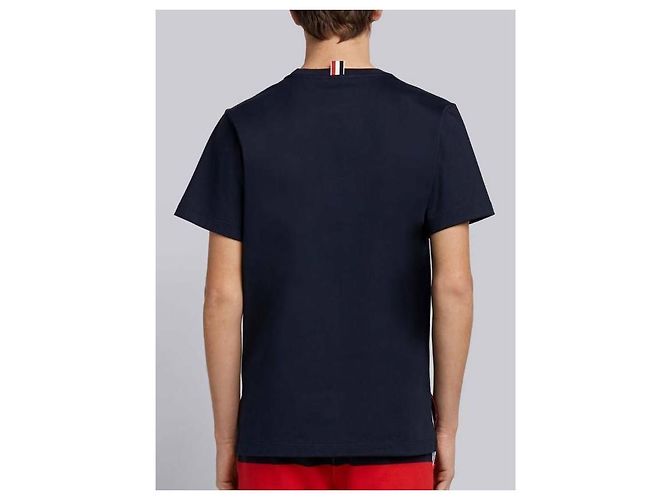 Thom Browne Relaxed Fit Side Slit Medium Weight Short Sleeve T-Shirt Blue - view 6