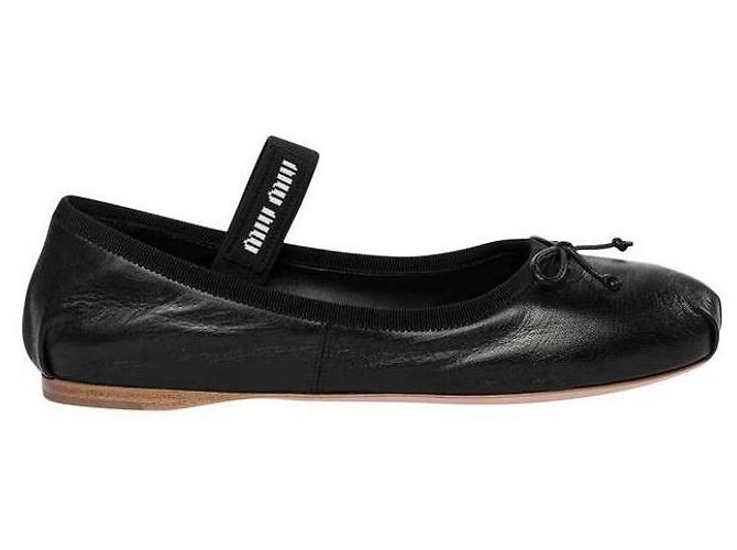 Miu Miu Zapatos Ballerina de Cuero - vista 3