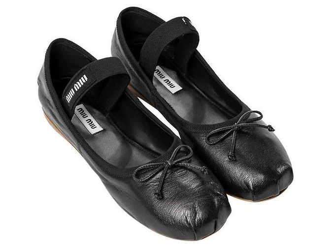 Miu Miu Zapatos Ballerina de Cuero - vista 5