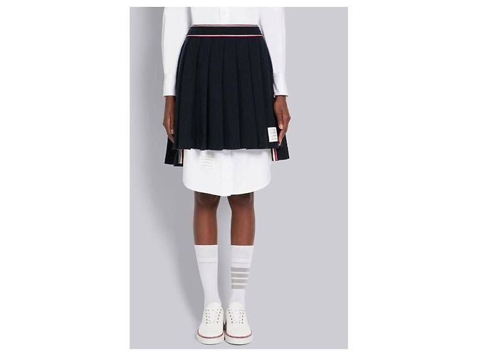Thom Browne Gonna mini plissettata a righe universitarie - vista 4
