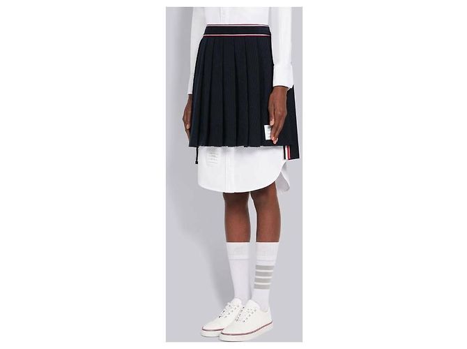Thom Browne Gonna mini plissettata a righe universitarie - vista 5