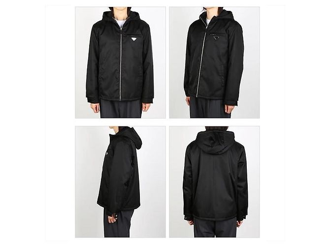 Prada Giacca a vento in nylon con cappuccio e logo Nero - vista 2