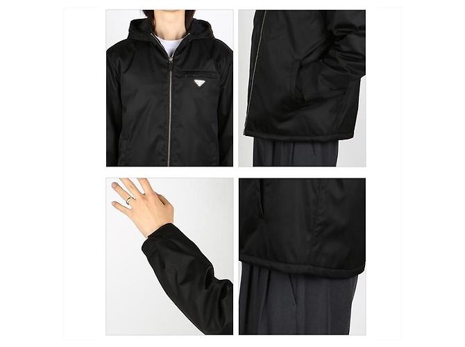 Prada Giacca a vento in nylon con cappuccio e logo Nero - vista 3
