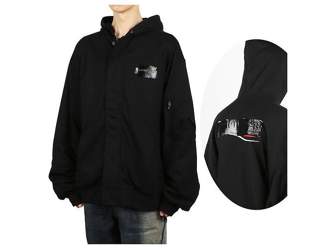 Balenciaga Giacca Bomber con Cappuccio Imbottita Nero - vista 10