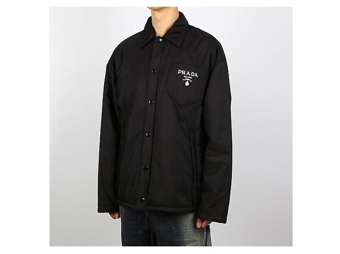 Prada Giacca imbottita con logo Rynylon Nero - vista 10