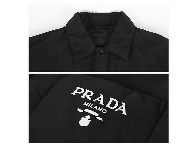 Prada Giacca imbottita con logo Rynylon Nero - vista 5