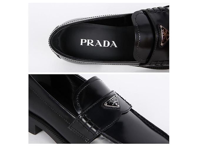 Prada Mocasín cepillado con logo triangular Negro - vista 11