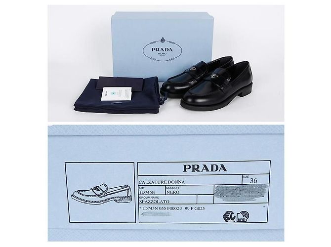 Prada Mocasín cepillado con logo triangular Negro - vista 13