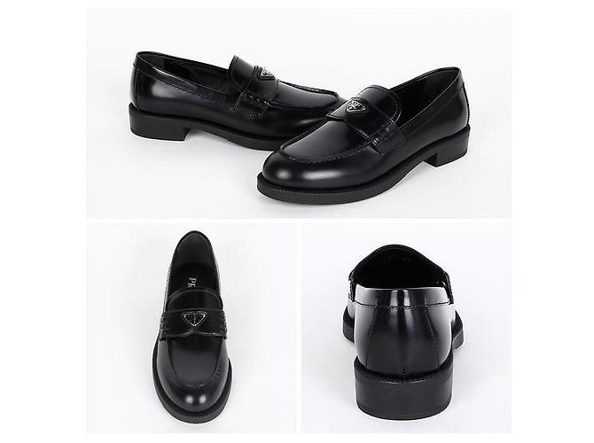 Prada Mocasín cepillado con logo triangular Negro - vista 2