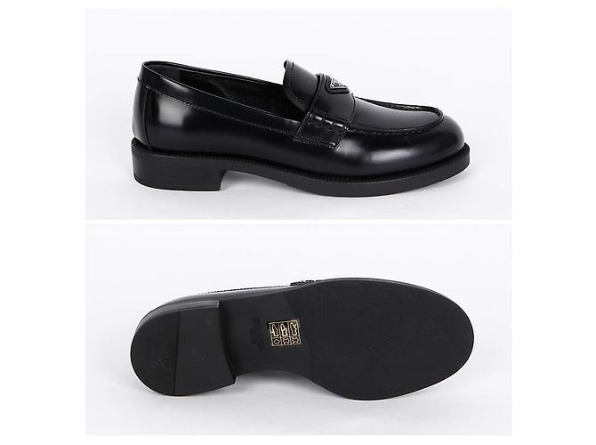 Prada Mocasín cepillado con logo triangular Negro - vista 3