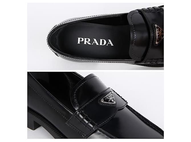 Prada Mocasín cepillado con logo triangular Negro - vista 4