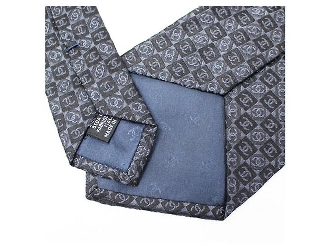 CHANEL silk tie pattern men's Black - view 6