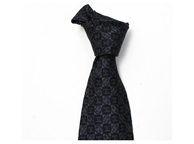 CHANEL silk tie pattern men's Black - view 7