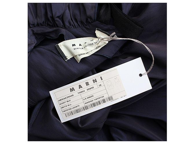 Marni Abito in misto seta blu navy Rosso - vista 3