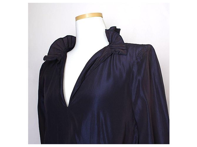 Marni Abito in misto seta blu navy Rosso - vista 4