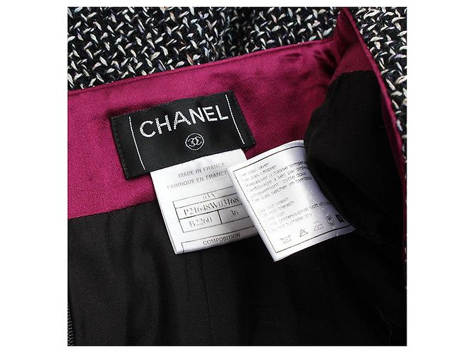 Chanel Falda de tweed blanco y negro - vista 3
