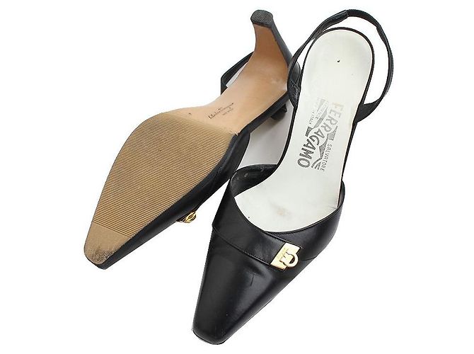 Salvatore Ferragamo Schwarze Gancini Slingback-Schuhe - Ansicht 3