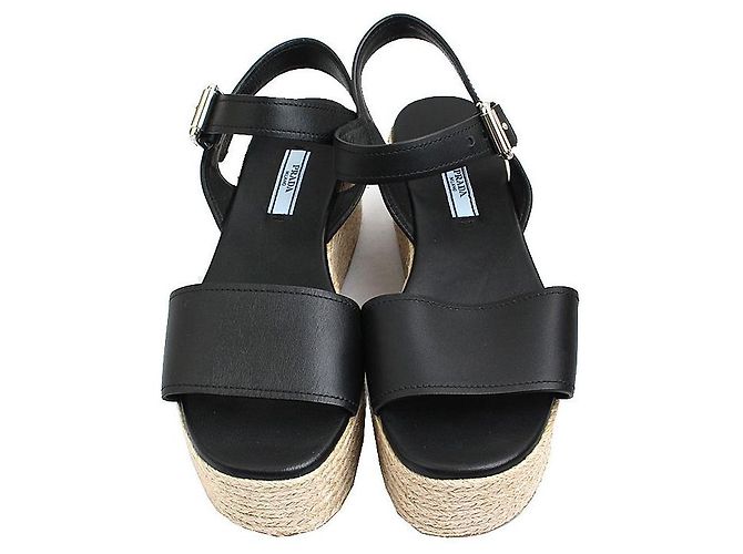 Prada Sandali con zeppa in espadrille neri Nero - vista 2