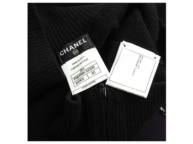 Chanel Falda de punto mezcla de lana negra con cremallera Negro - vista 4