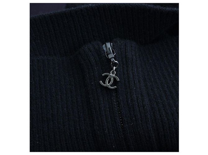 Chanel Falda de punto mezcla de lana negra con cremallera Negro - vista 5