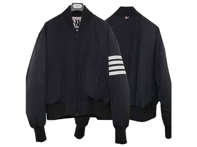 Thom Browne Chaqueta Bombardera Oversized de Plumas de Ganso con Rayas Carbón - vista 13