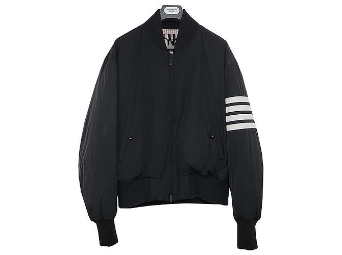 Thom Browne Chaqueta Bombardera Oversized de Plumas de Ganso con Rayas Carbón - vista 14