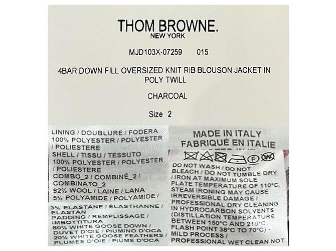 Thom Browne Chaqueta Bombardera Oversized de Plumas de Ganso con Rayas Carbón - vista 21