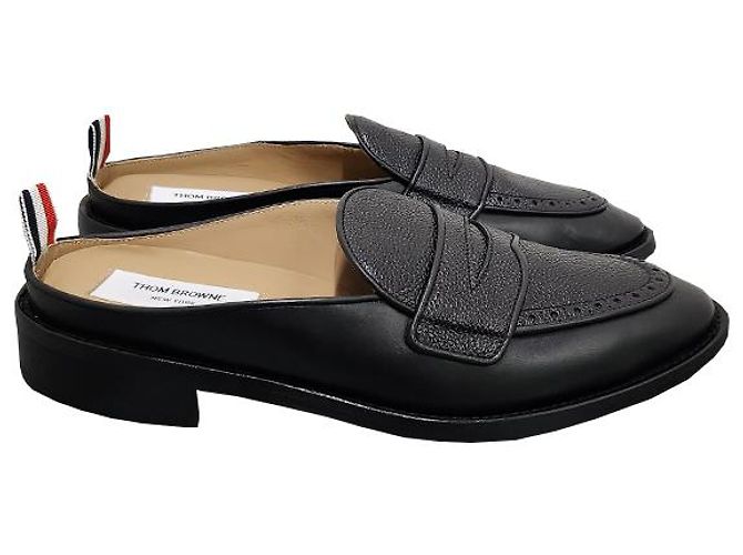 Thom Browne Varsity Grain Leather Penny Loafer Mule - view 13