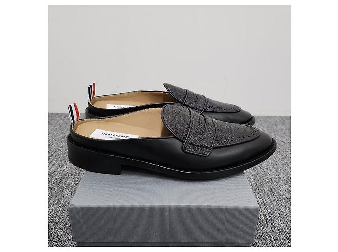 Thom Browne Varsity Grain Leather Penny Loafer Mule - view 2