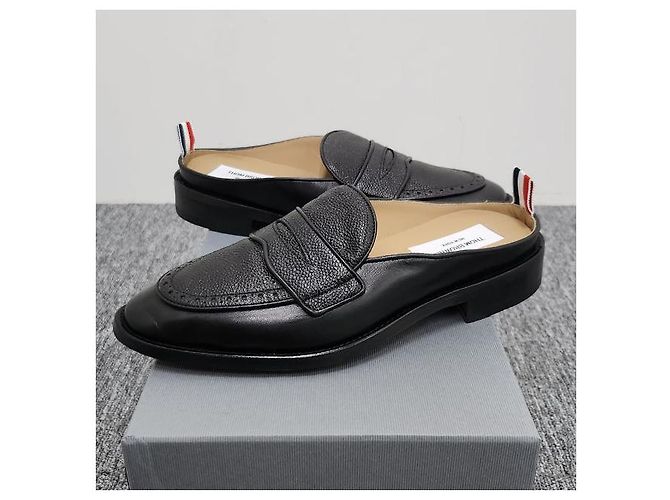 Thom Browne Varsity Grain Leather Penny Loafer Mule - view 3